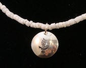 UU Nature Chalice on White Shell Heishi Bead Necklace