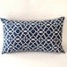 10x20 Dark Blue & Off White Decorative Pillow Cover - Moroccan Lattice Print Medium Weight Cotton- Invisible Zipper Closure- Cushion Cover