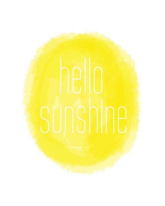 Hello Sunshine - Art Print Giclee - Yellow - Nursery Kids - Watercolour Style - Choose from 8 x 10" or A4 size