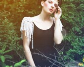 Tulle fringed epaulettes pink shoulder jewelry other colors available Burning Man
