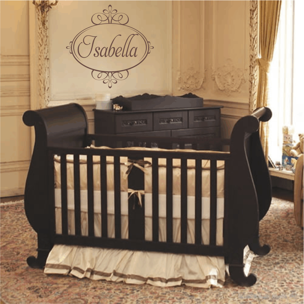 Personalized Name Wall Decal Elegant Frame Shabby Chic Vinyl Wall Decal for Girl Baby Nursery Girls Room Wall Art 22Hx23W FS239