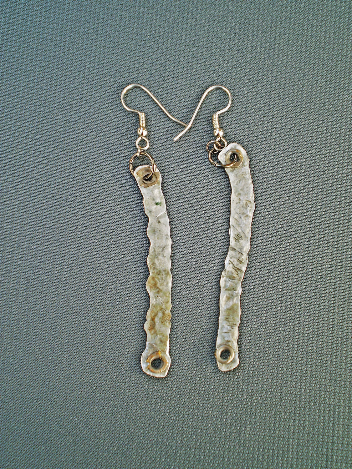 Steampunk Earrings: Hammered Aluminum Dangle Earrings