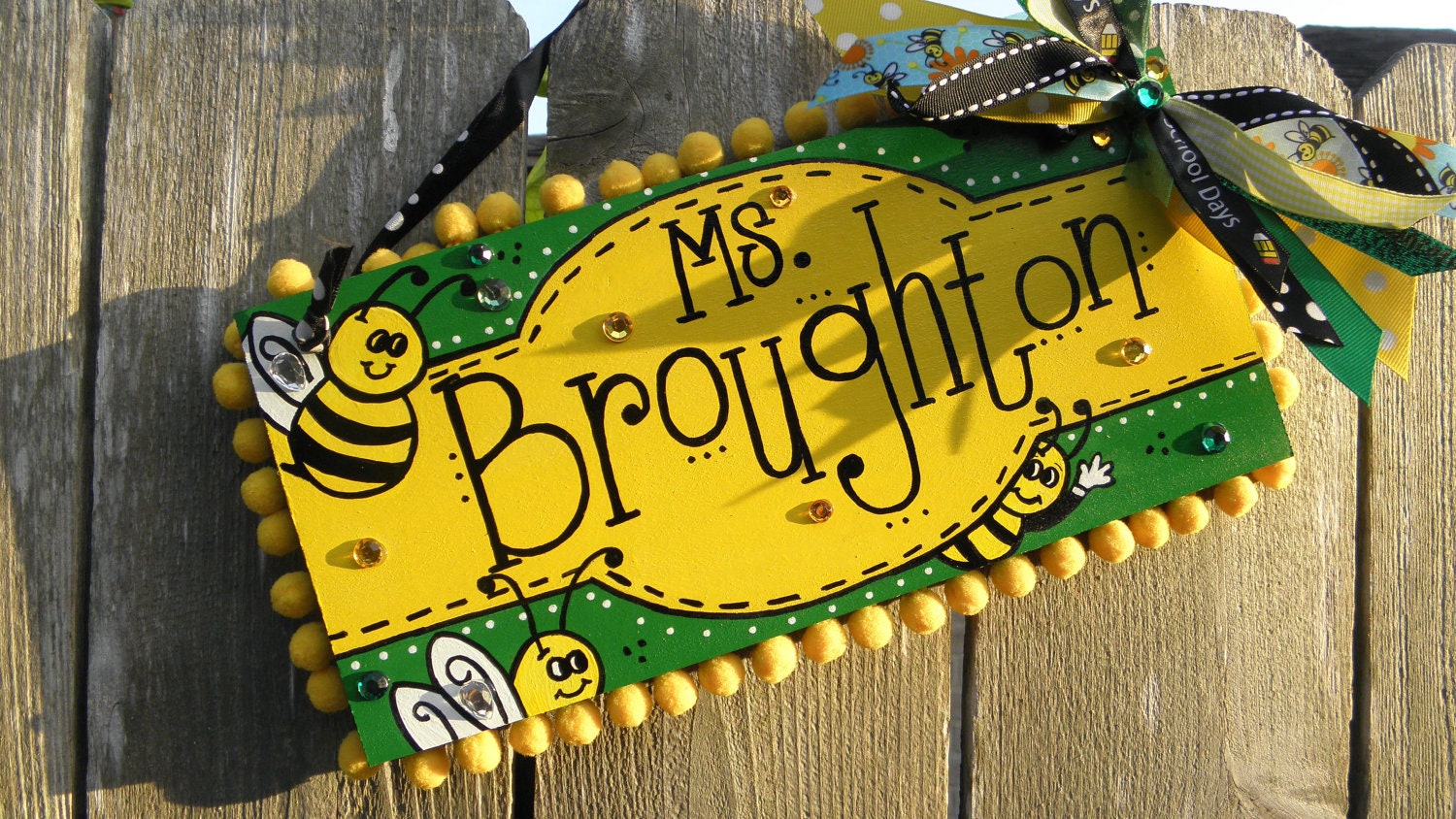 Teacher Name Sign BEES Personalized CUSTOM