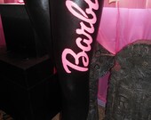Barbie print faux leather pleather wet look leggings