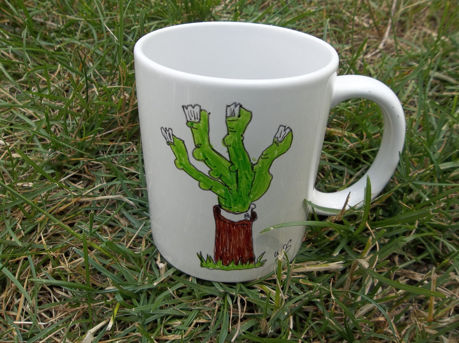 Plants vs. Zombies Hand-Drawn Ceramic Mug, Zombie Hand: 4th in a Series of 7