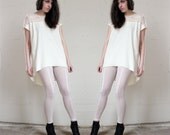 Sheer Leggings - minimalist modern white mesh with solid stripe, street style soft grunge fashion - large murmuration