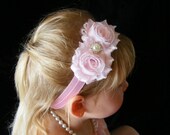 Baby Headband, Flower Headband, Photo Prop, Toddler Headband, Pink Chiffon Flower Headband.
