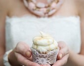 50 Real LACE Cupcake Wrappers for your Wedding, Bridal / Baby Shower, Birthday Party, Tea party, Vintage party. Handmade in Ivory or White.