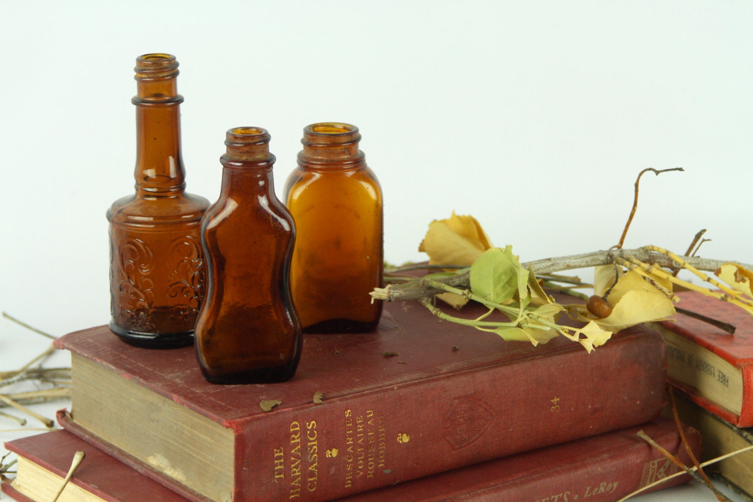 Vintage Amber Bottles // Medicine Bottle Collection // Set of 3