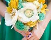 Custom Wildflower Felt Wedding Bouquet - Bridal - Alternative to fresh flowers - Yellow and Green Bouquet -