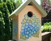 Blue Green Hydrangea Bird House