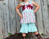 Last one Size 6 - Poodle Ruffle Shorties boutique shorts aqua pink