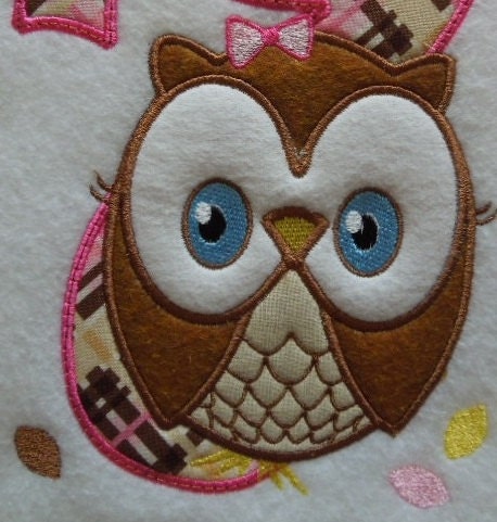 OWL Girly - Applique - INSTANT DOWNLOAD Machine Embroidery Design by Carrie