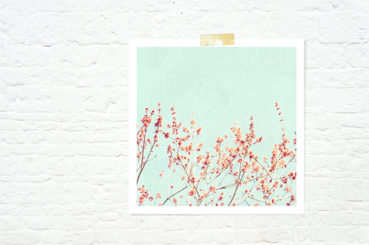Spring photograph landscape nature print trees branches teal orange - Orange and Blue
