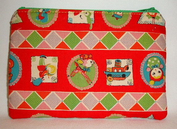 Medium Padded Zippered Pouch Japanese Toys --- Red (Camera / IPod / Cell Phone Case)