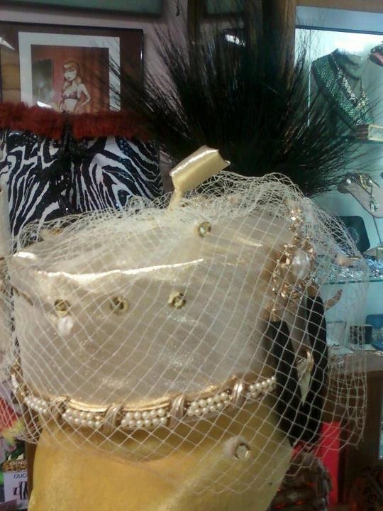 Vintage 1980's REGAL Gold Lame One of a Kind Hat STEAMPUNK Style OOAK