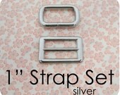 Bag Hardware to Make an Adjustable Strap Nickel Plated Silver Color 1 Inch Wide