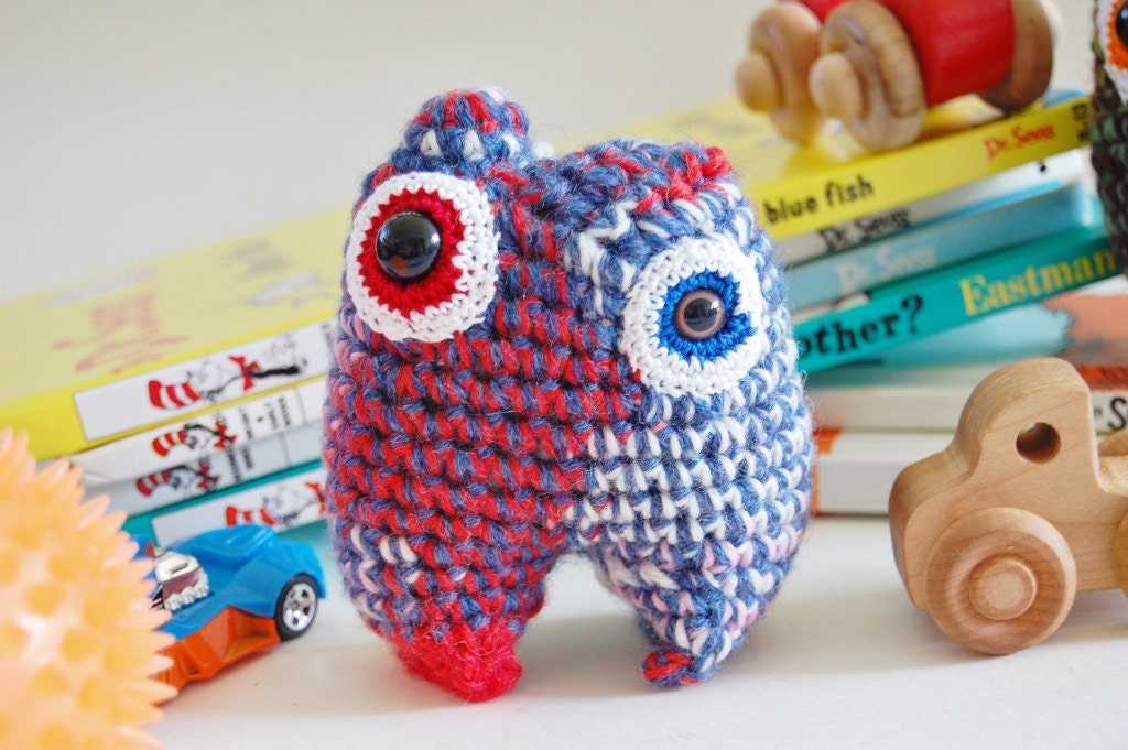 Patriotic Mini Monster OOAK Crochet Stuffed Amigurumi Toy Doll