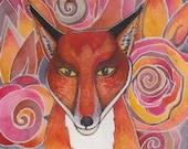 Autumn Fox  Watercolor by Megan Noel