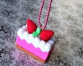SALE Yummy Strawberry Cake Necklace