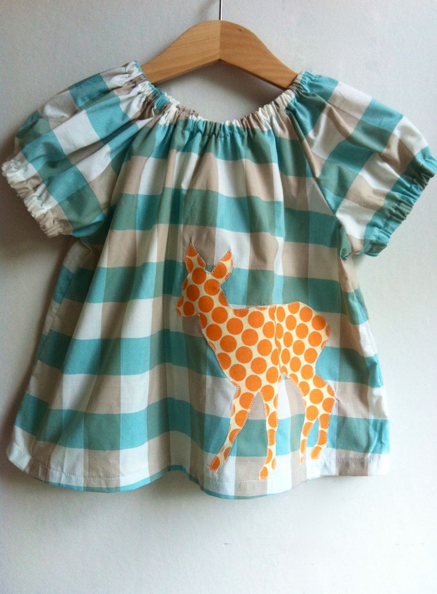 Blue Check Deer Blouse