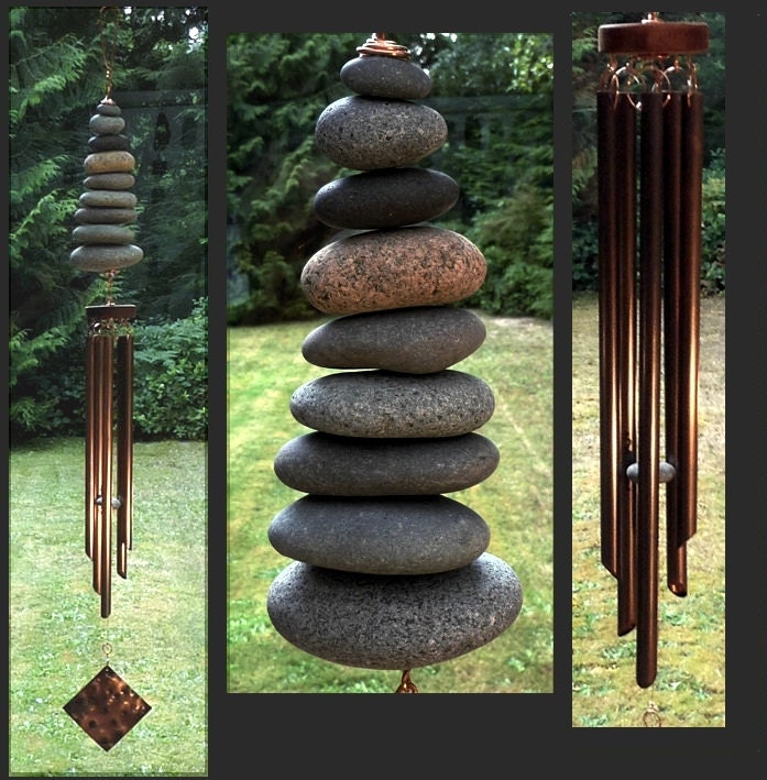 Wind Chime, Beach Stone, Copper, Windchimes, windchime, Natural, Windchimes, Wind Chimes
