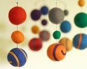 Scribble - Eco Friendly - Natural - Felted Wool - Baby Mobile