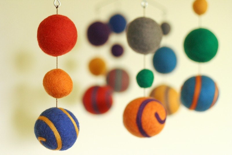 Scribble - Eco Friendly - Natural - Felted Wool - Baby Mobile