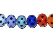Polka dot beads (6) - your color choice -handmade glass bead set by K. Urato SRA