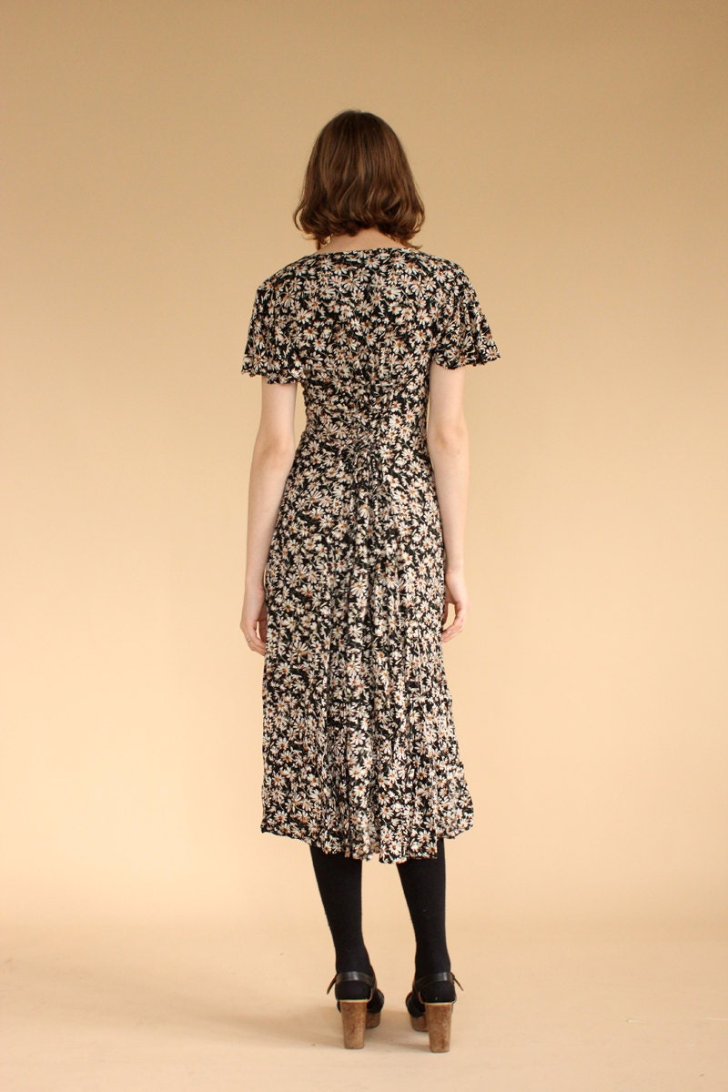 vintage 90's EVENING DAISY flutter sleeve floral maxi dress