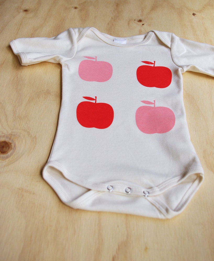 Baby onesie - organic cotton - Apples