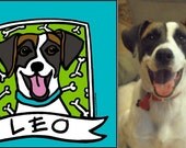 12x12 Box Frame Dog or Cat Illustrated Pet Portrait Print