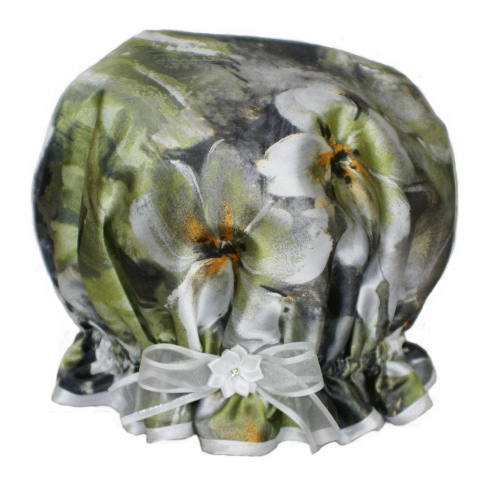 Ladies Shower Cap - Secret Garden Green