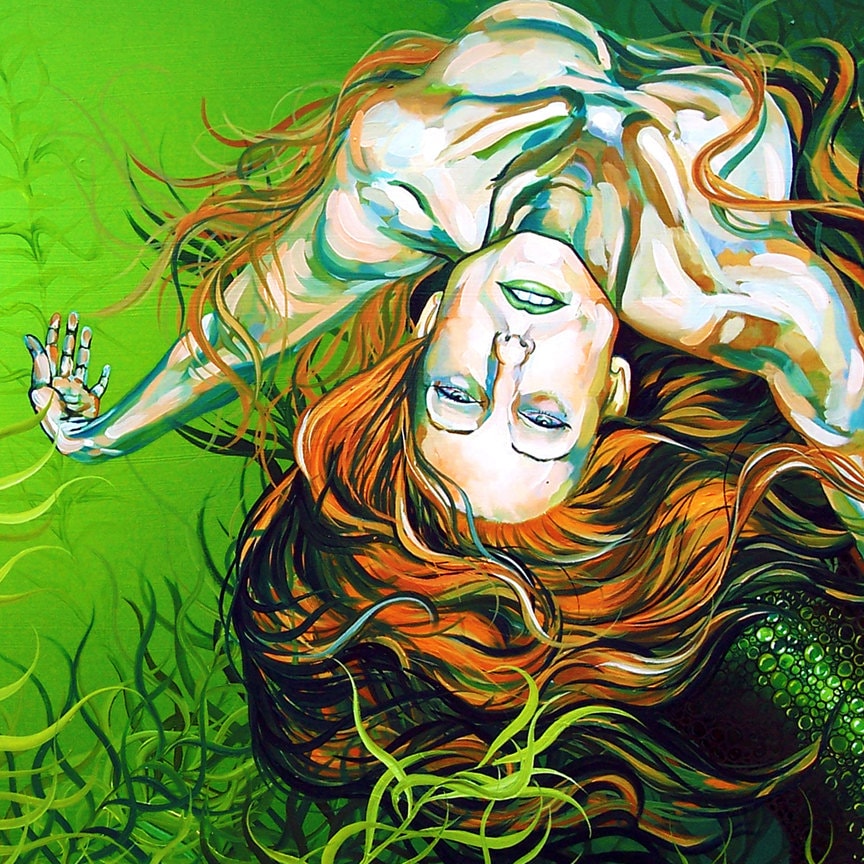 RW2 SHOWER CURTAIN Jade mermaid surrealism nude by RW2Gallery
