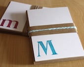 Letter Stationery Set - M or m - Hand Printed - Set of 8