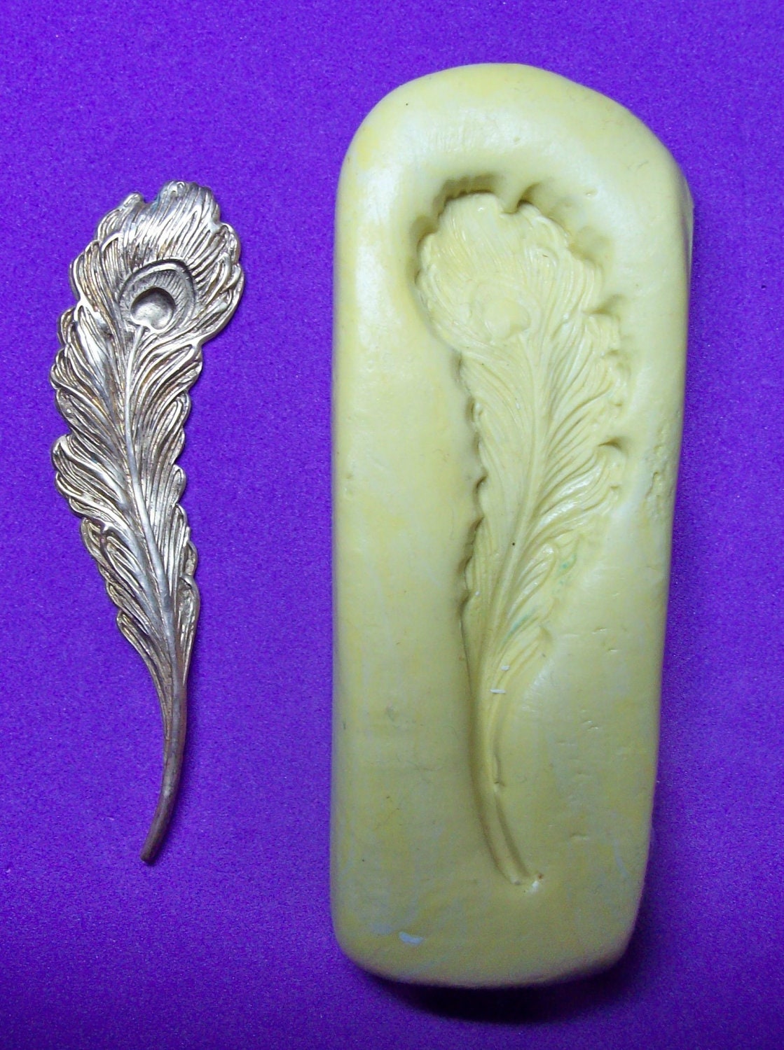 PEACOCK FEATHER - CNS Flexible Food Grade Silicone Mold - soap wax resin