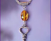 AMBER KEY all sterling silver and faceted baltic amber necklace by srgoddess