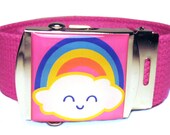 Happy Rainbow Cloud Canvas Belt