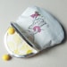 Cat Purse - Cat with kitten pink wheelie retro toy - metal frame purse - yellow bobble clasp