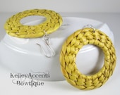 Yellow Palm Weave Earrings