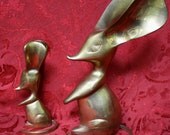 REDUCED Adorable Brass Figurine Pair of Mice Mouse Set with Big Ears