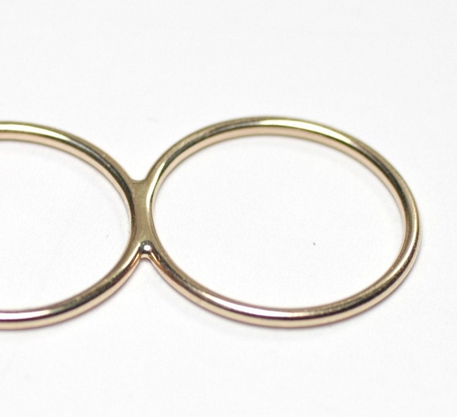 14ky Simple Circle Two Finger Ring-  Yellow Solid Gold