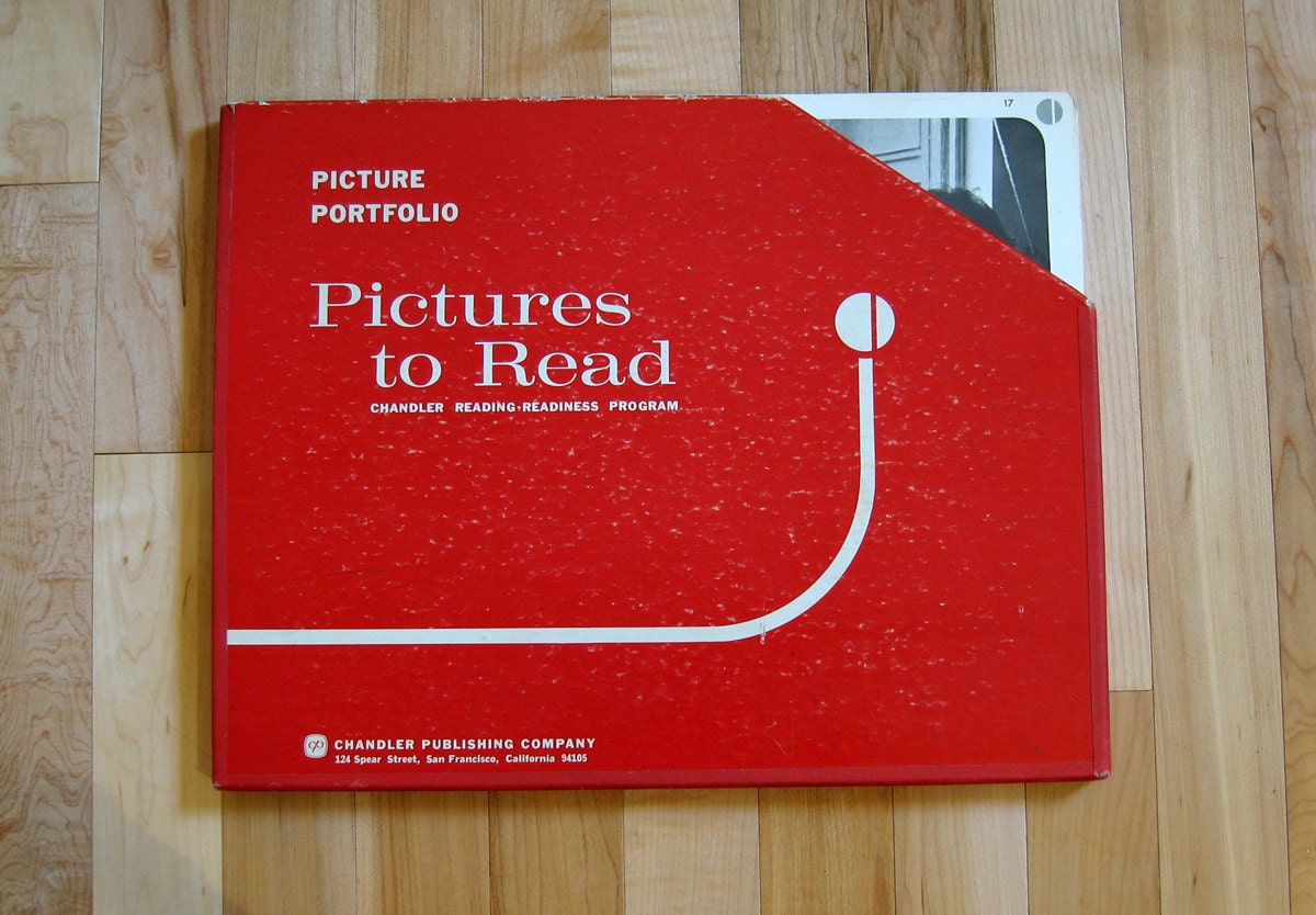 Vintage Teaching Aid Black and White Poster Set - Pictures to Read (1965)