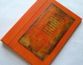 Refillable Journal Handmade Tangerine Orange Rice Paper Collage 7x5 Original