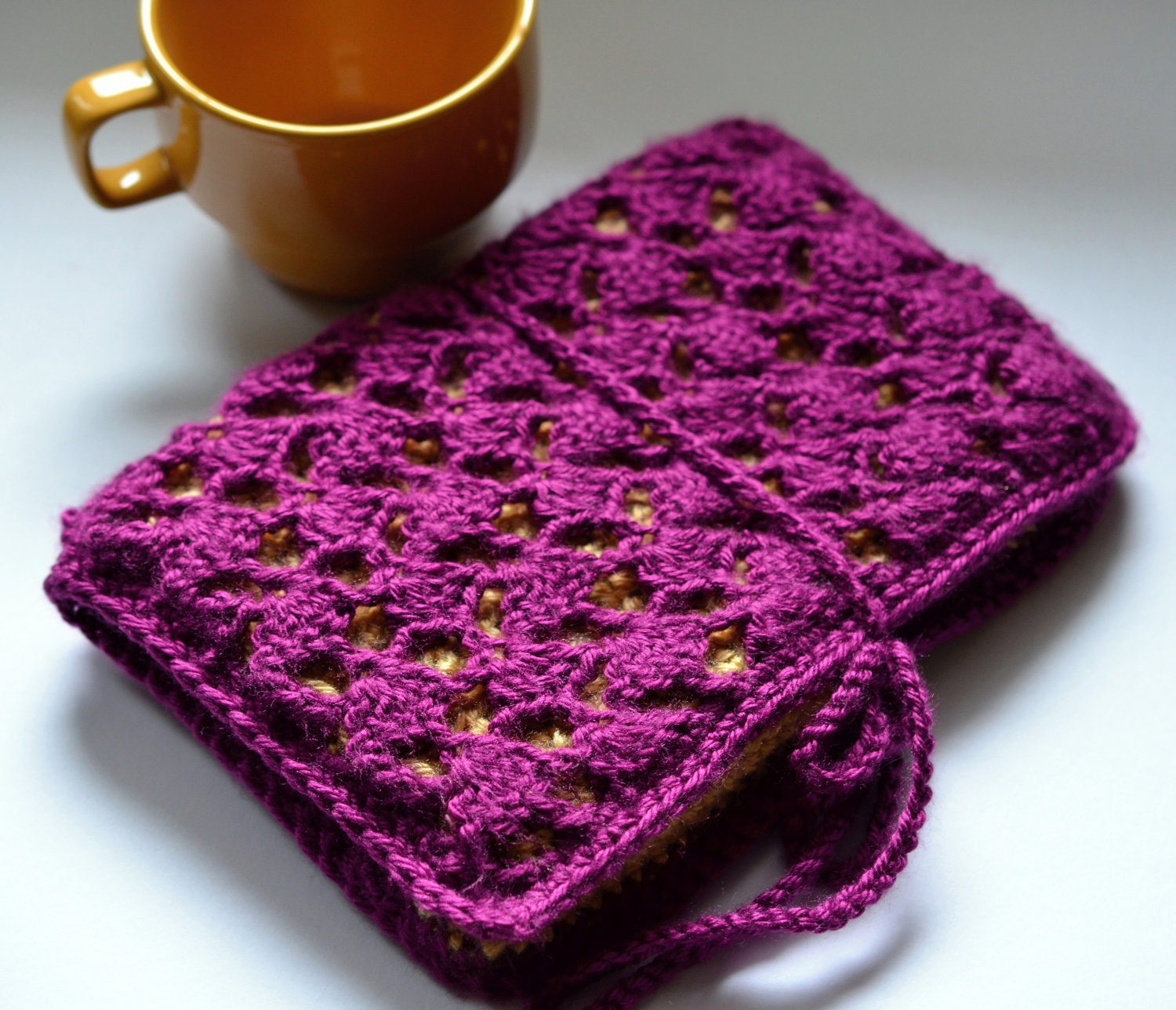 Lace Crochet eReader Case with Pocket Nook Kindle - Custom Colors - MADE TO ORDER