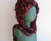 Happy Elf Hood in Red Green White and Black