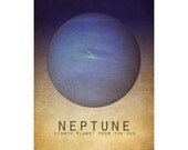 11x14 Neptune Astronomy Print Solar System Space Art Planet Universe Milky Way Galaxy Stars Moon Astrophysics Geek Chic Nerd Science Posters