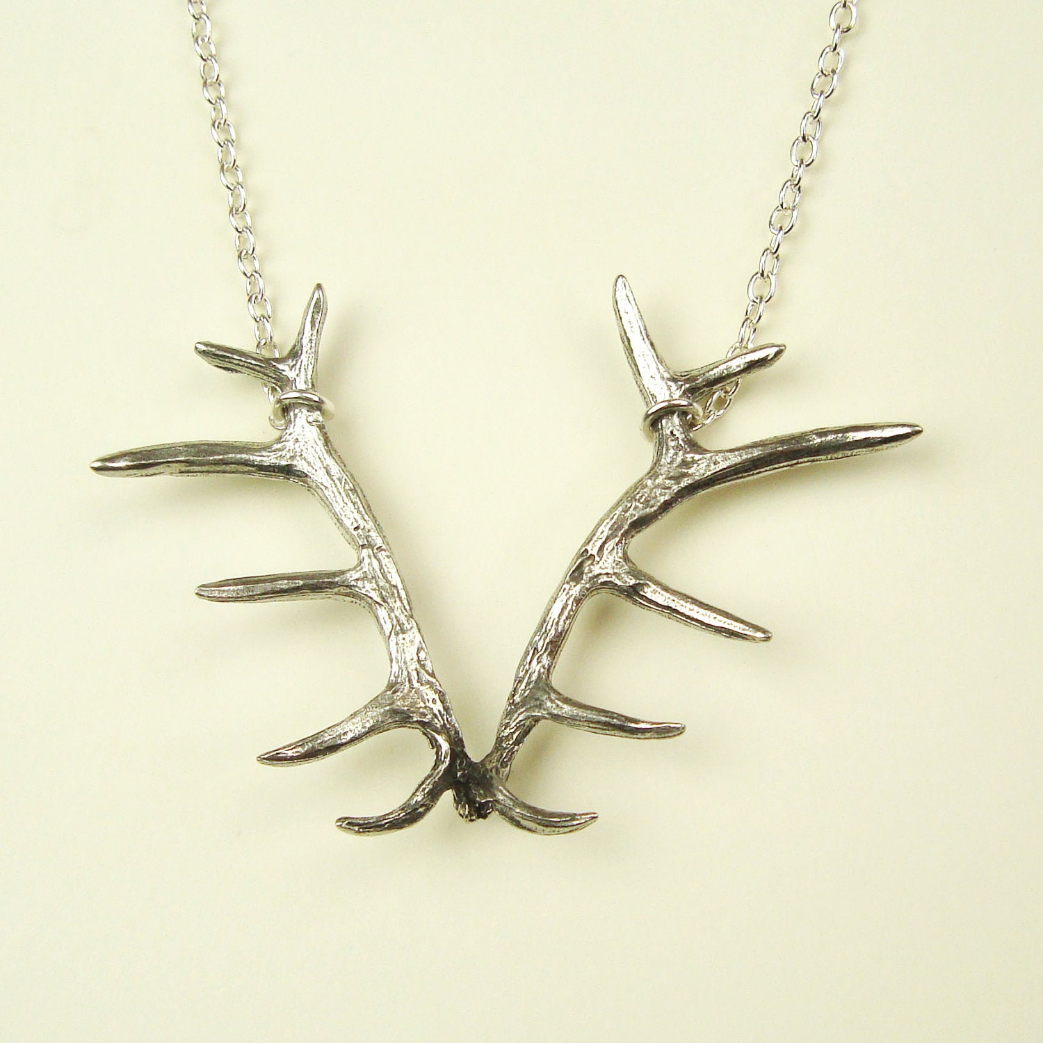 Wildlife: Deer Antler Necklace, Vintage Style Silver Antler Pendant Necklace, Nature Jewelry, Silver Antler Necklace FREE WORLDWIDE SHIPPING