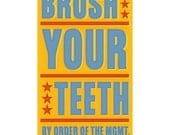 Brush Your Teeth Bathroom Print 10.8 in x 18 in Brush Your Teeth Sign Art for Kid Bathroom Art - Kids Art Prints - Bathroom Sign Decor