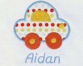 Personalized Onesie or Toddler Shirt modMetro Car Applique for Baby Boys